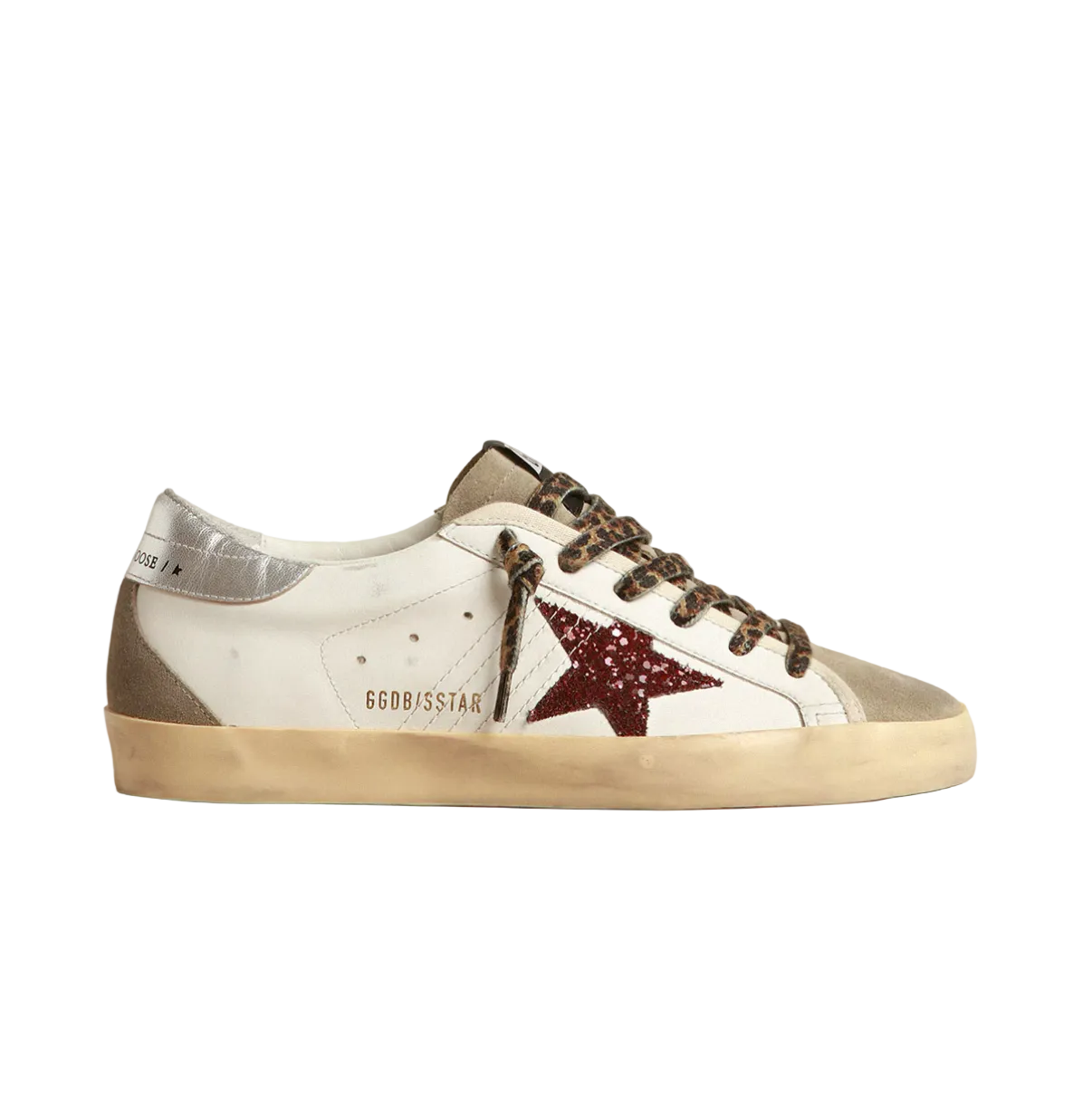 Basket Super-Star Paillettes Bordeaux et Contrefort Argenté