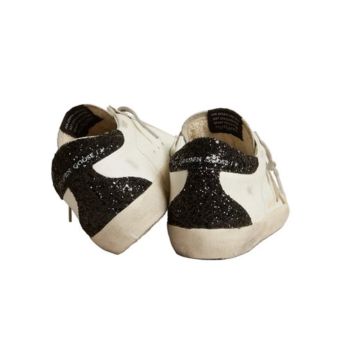 Basket Super-Star Étoile Dorée et Contrefort à Paillettes Noire