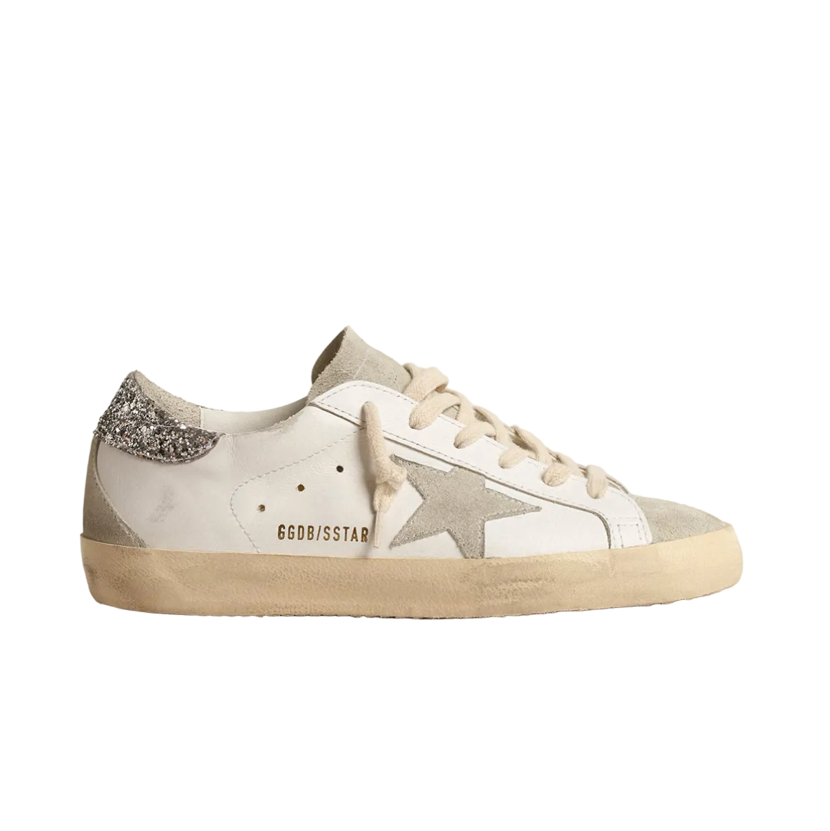 Basket Super-Star Étoile Grise et Contrefort Paillettes Argentées